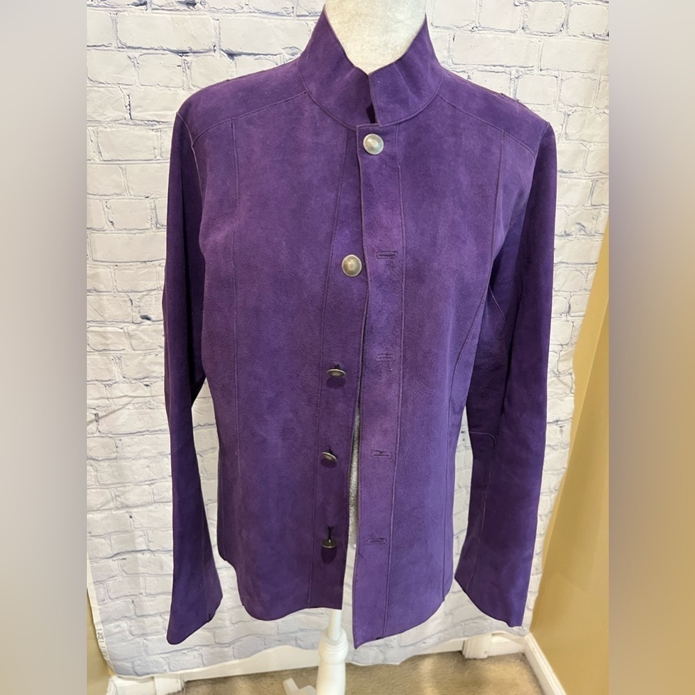 CHICO'S Revisable Purple/ Black Blazer/ Leather Jacket